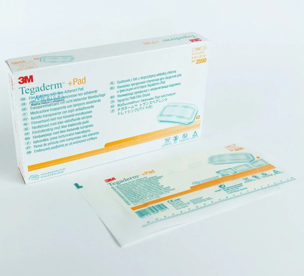 Băng phim dính y tế trong suốt có gạc vô trùng Tegaderm Pad 9cm x 20cm 3M 3590 Băng phim dính y tế trong suốt có gạc vô trùng Tegaderm Pad 9cm x 20cm 3M 3590