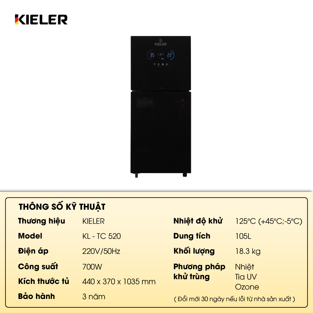 Tủ tiệt trùng đứng cảm ứng Kieler KL-TC 520