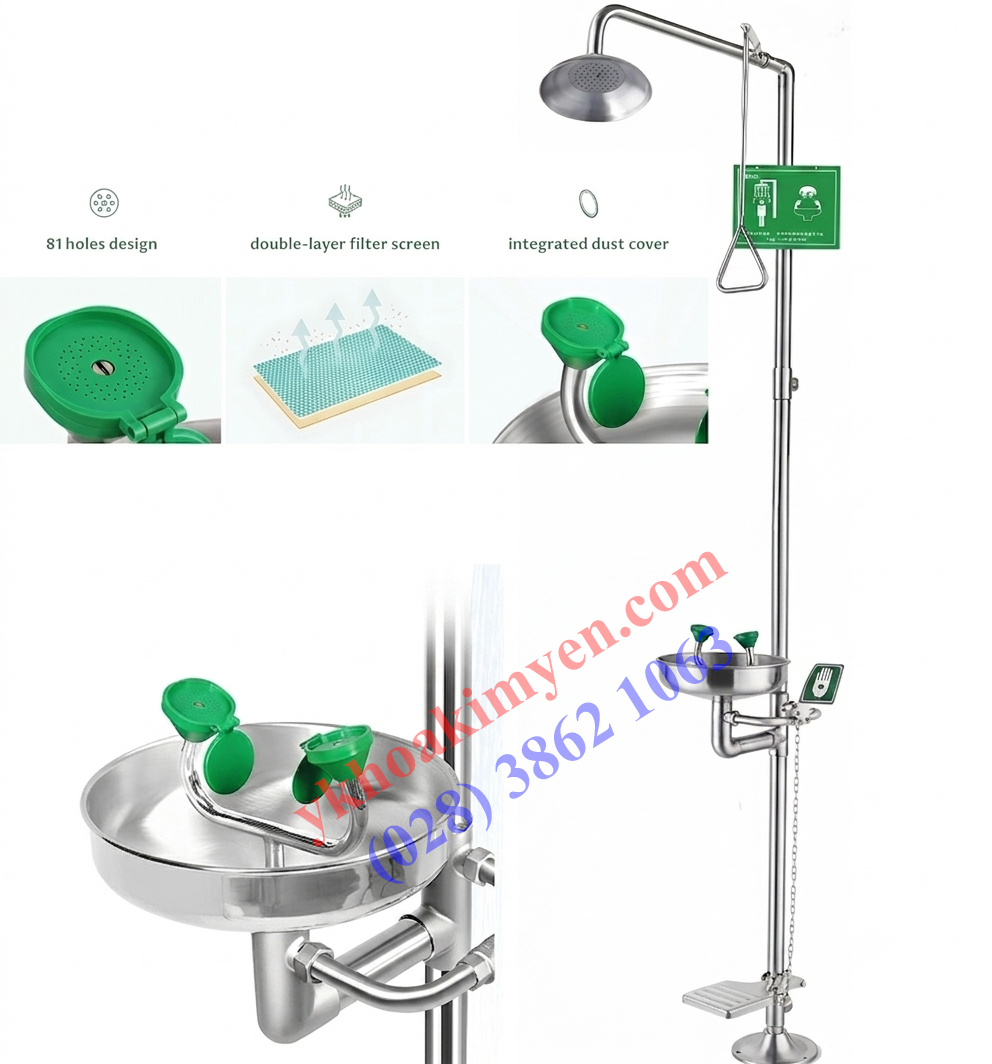 Thiết bị rửa mắt kết hợp tắm khẩn cấp, Model: WJH1107 có đạp chân Thiết bị rửa mắt kết hợp tắm khẩn cấp, Model: WJH1107 có đạp chân