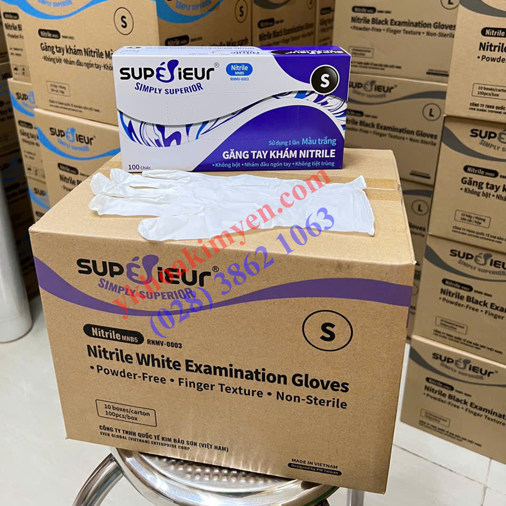 Găng tay y tế Nitrile không bột 3.5gr Superieur size S Găng tay y tế Nitrile không bột 3.5gr Superieur size S