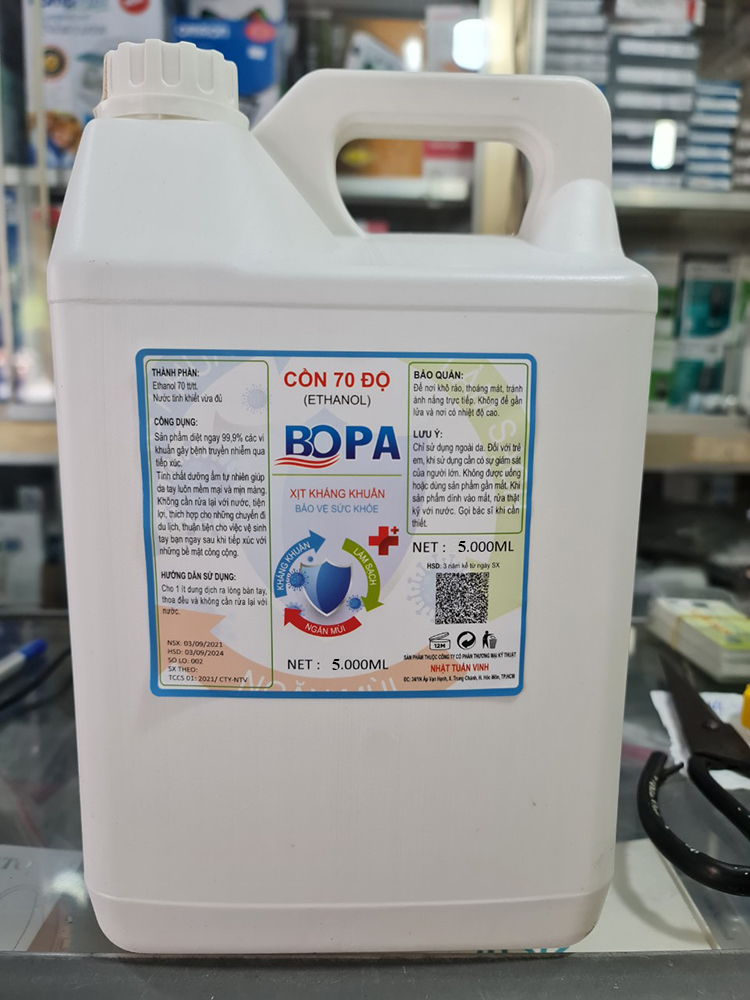 Cồn y tế 90 độ BoPa can 5 lít