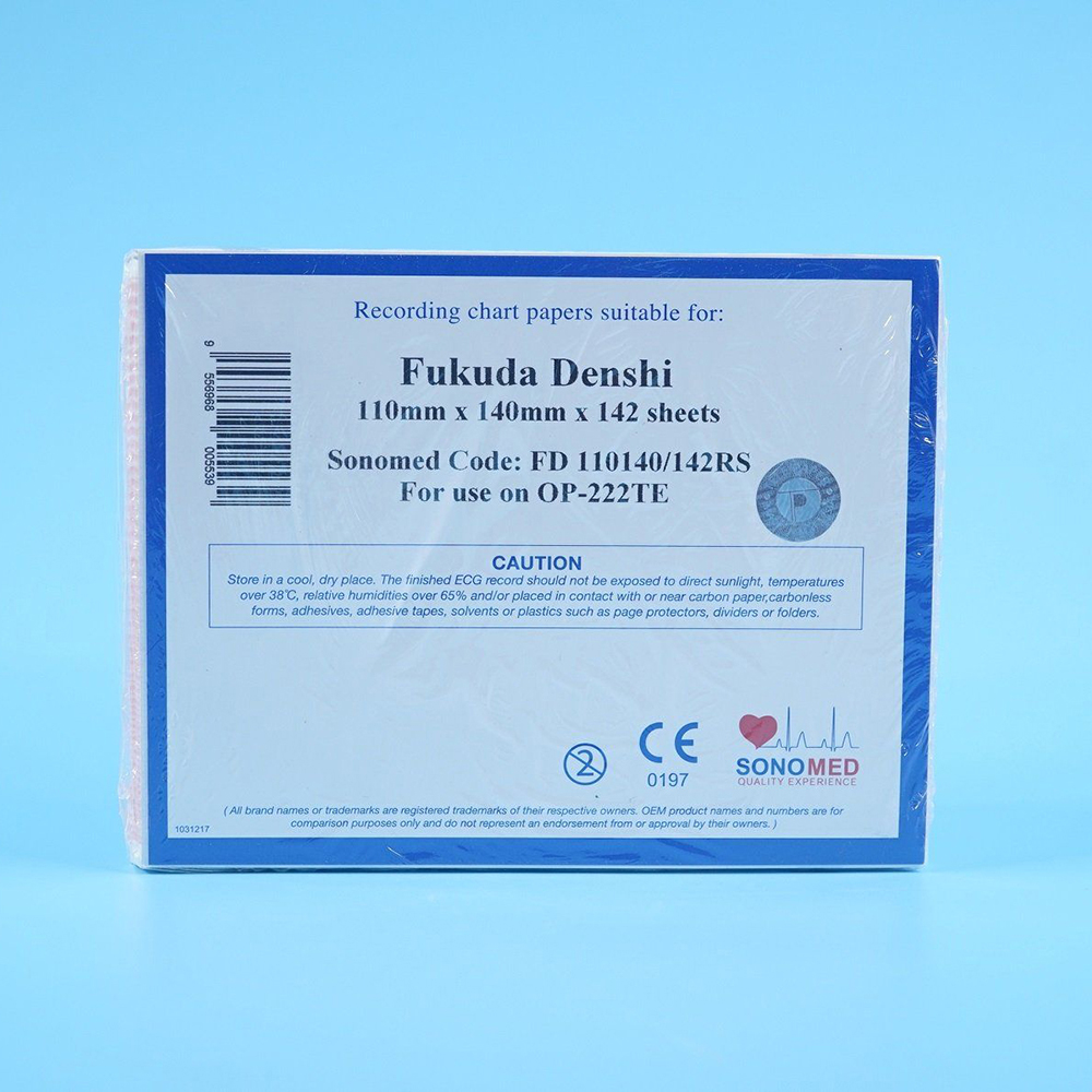 Giấy đo điện tim 110x140mm x 142 tờ Sonomed ML (sọc đỏ) Giấy đo điện tim 110x140mm x 142 tờ Sonomed ML (sọc đỏ)