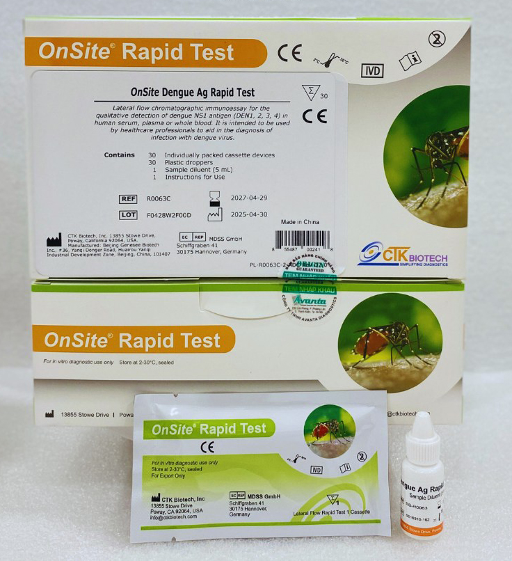 Test nhanh Sốt xuất huyết Onsite Dengue NS1 (Hộp 30 test) Test nhanh Sốt xuất huyết Onsite Dengue NS1 (Hộp 30 test)