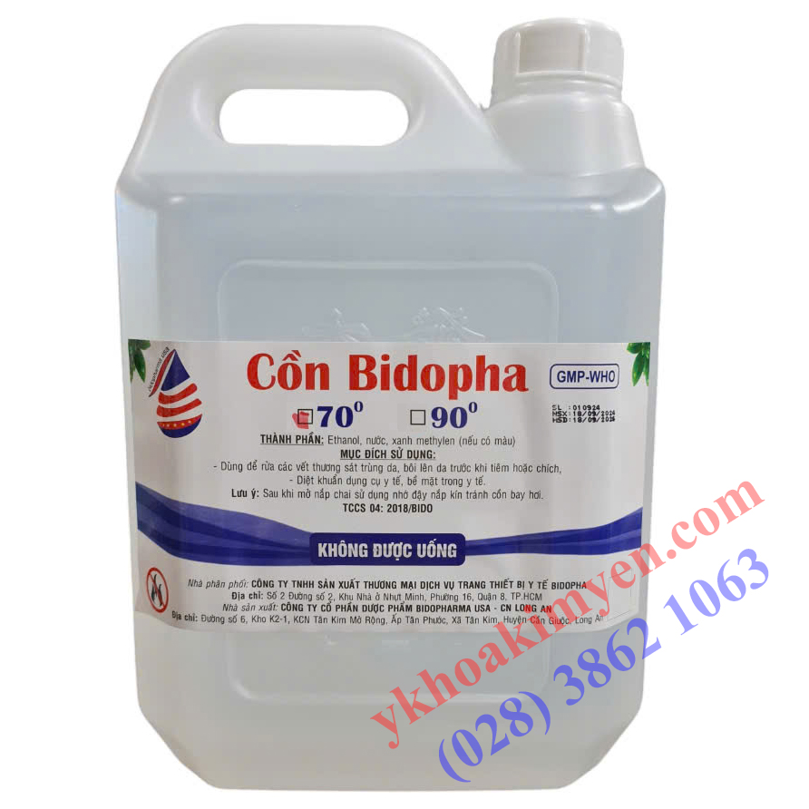 Cồn y tế 70 độ Bidophar Can 5 lít