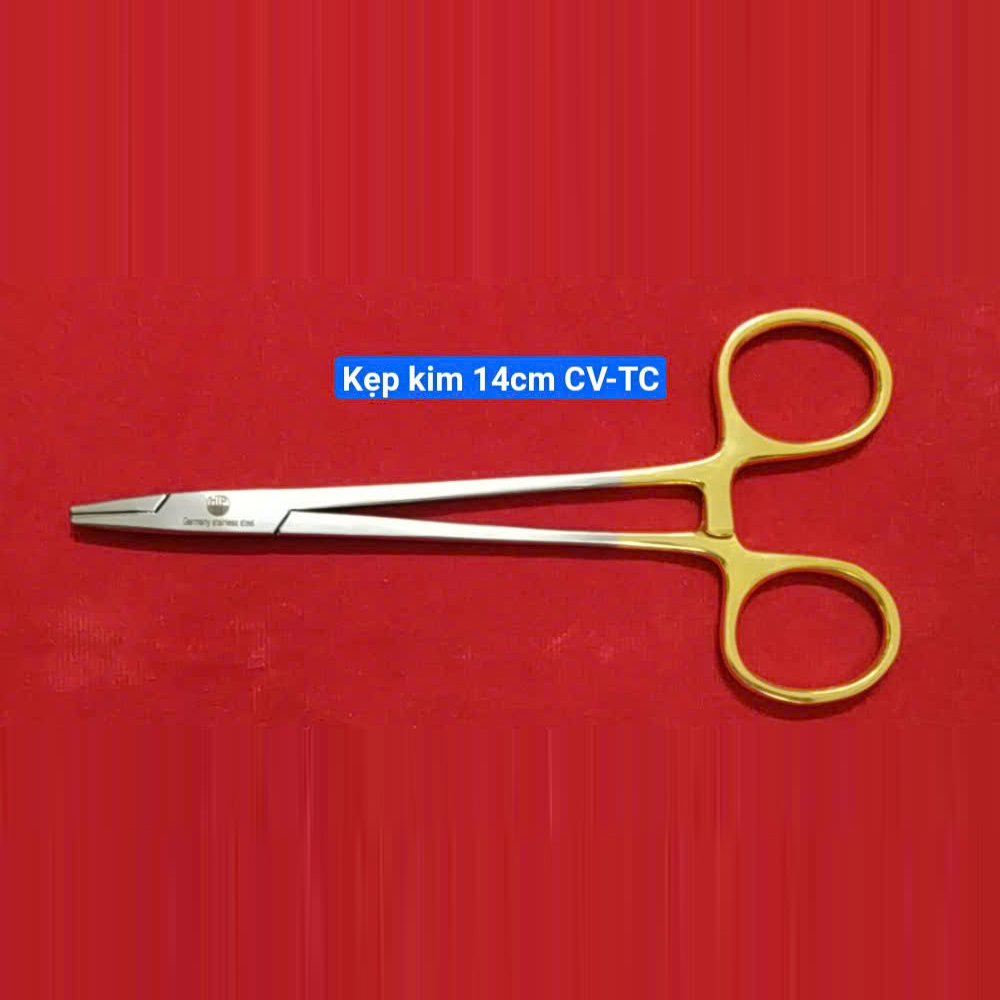 Pen kẹp kim 14cm - Cán vàng TC