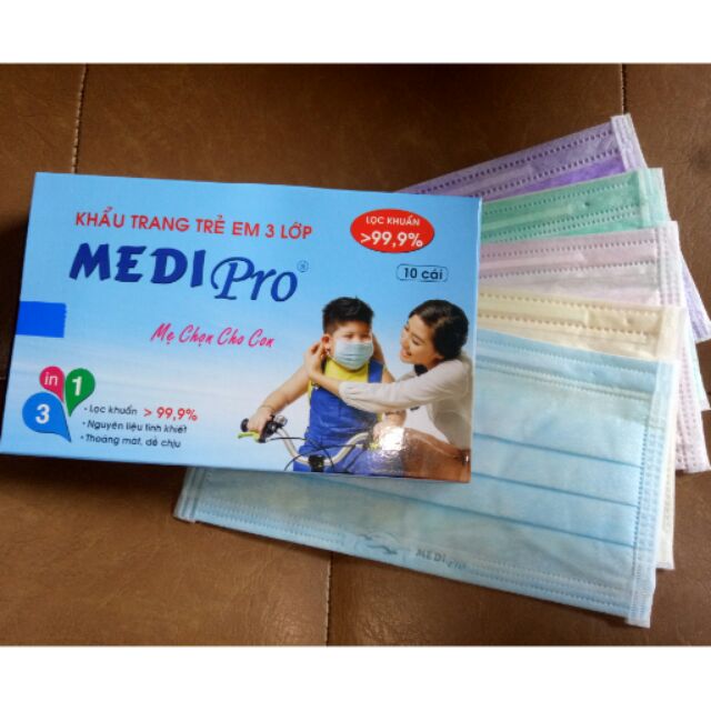 Khẩu trang trẻ em 3 lớp Medipro