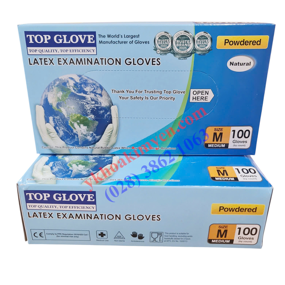 Găng tay Latex có bột Top Glove size M Găng tay Latex có bột Top Glove size M