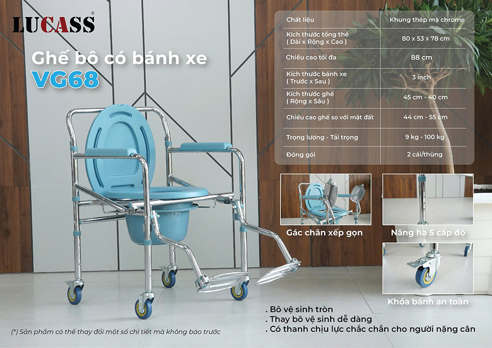Ghế bô có bánh xe có để chân Lucass VG68 (C300 cũ) Ghế bô có bánh xe có để chân Lucass VG68 (C300 cũ)