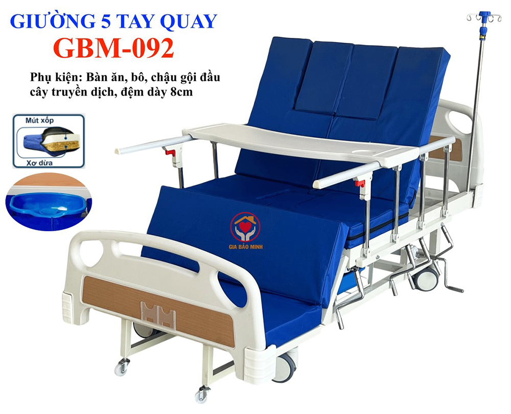 Giường bệnh nhân đa năng 5 tay quay GBM-092