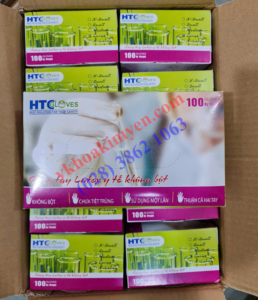 Găng tay y tế HTC Gloves latex không bột 5.8gr size L