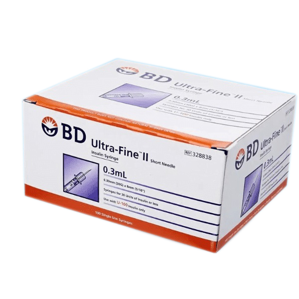 Bơm kim tiêm insulin BD Ultra-fine II 0.3ml 30GA 8mm (Hộp 10 túi x 10 cái) Bơm kim tiêm insulin BD Ultra-fine II 0.3ml 30GA 8mm (Hộp 10 túi x 10 cái)
