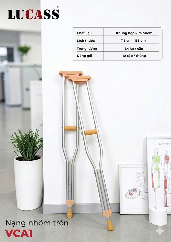 Nạng nách nhôm tròn người lớn Lucass VCA1 (C-925M cũ) Nạng nách nhôm tròn người lớn Lucass VCA1 (C-925M cũ)