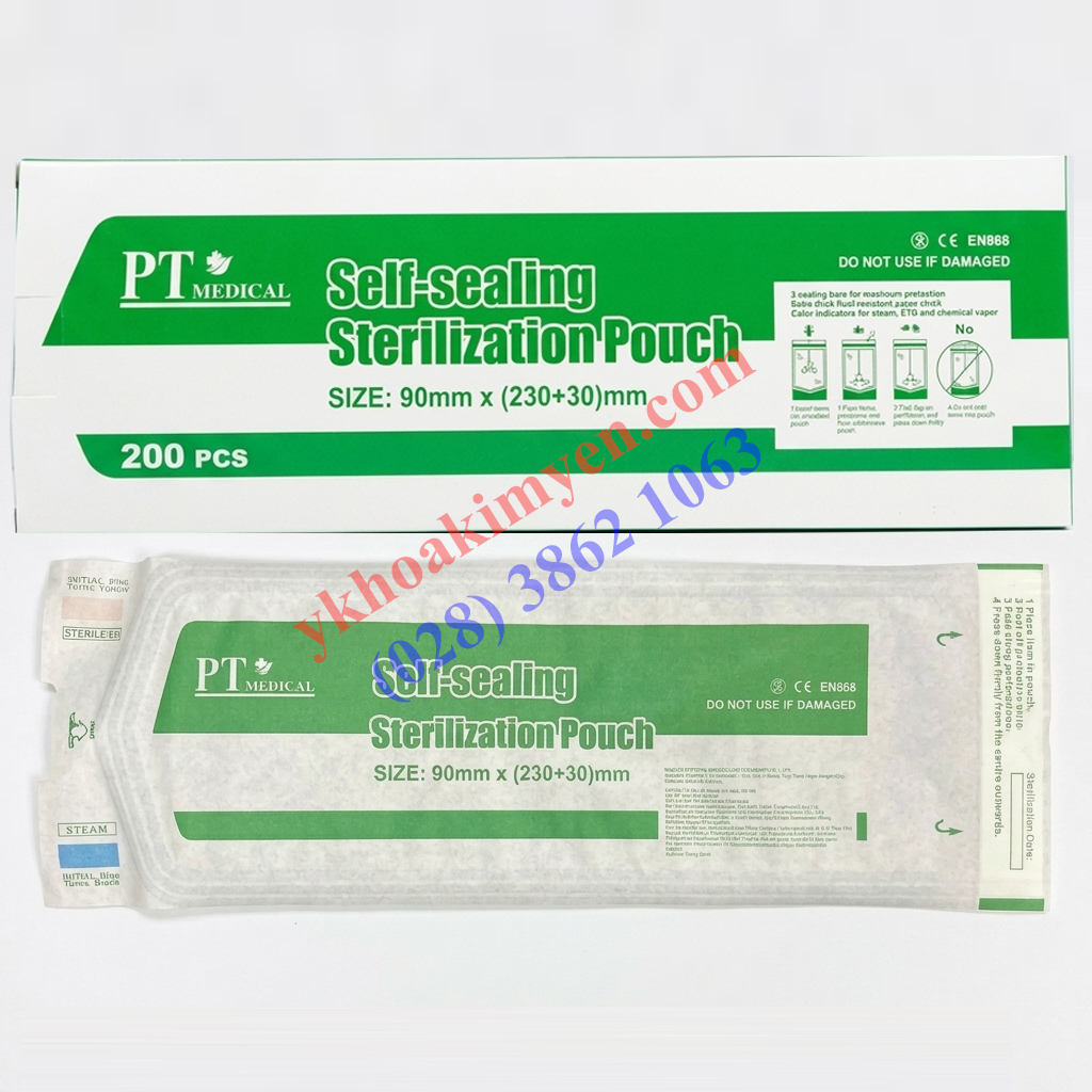 Túi ép tiệt trùng cắt sẵn PT 90mm x 230+30mm Túi ép tiệt trùng cắt sẵn PT 90mm x 230+30mm