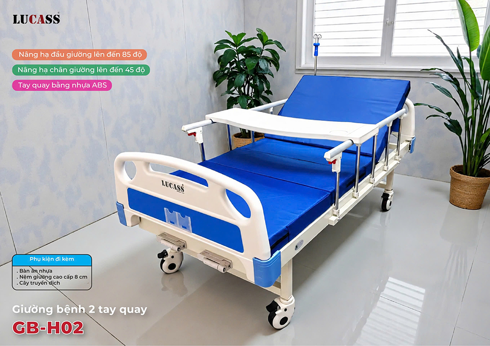 Giường 2 tay quay Lucass GB-H02 Giường 2 tay quay Lucass GB-H02