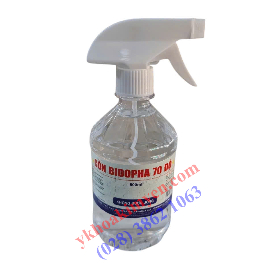 Cồn 70 độ Bidopha chai 500ml có vòi xịt Cồn 70 độ Bidopha chai 500ml có vòi xịt