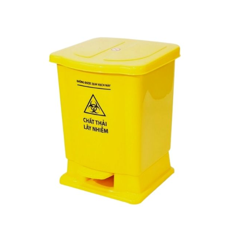 Thùng rác nhựa đạp chân màu vàng 15L Thùng rác nhựa đạp chân màu vàng 15L