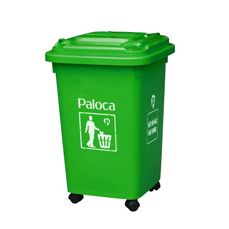 Thùng rác nhựa HDPE 60L màu xanh lá Thùng rác nhựa HDPE 60L màu xanh lá