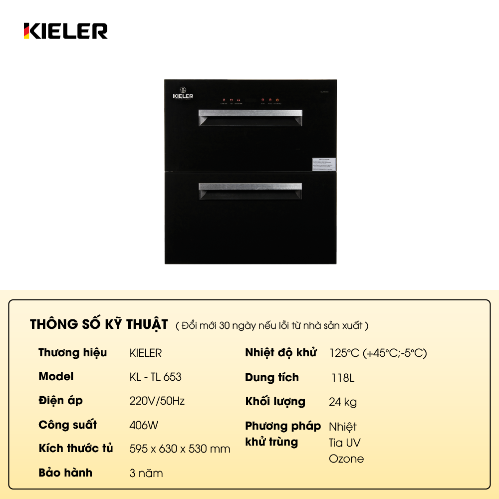 Tủ tiệt trùng âm tủ Kieler KL-TA 653