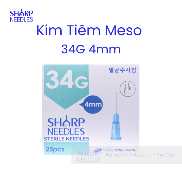 Kim Tiêm Meso 34G 4mm Sharp Needle (Hộp/ 25 cây) Kim Tiêm Meso 34G 4mm Sharp Needle (Hộp/ 25 cây)