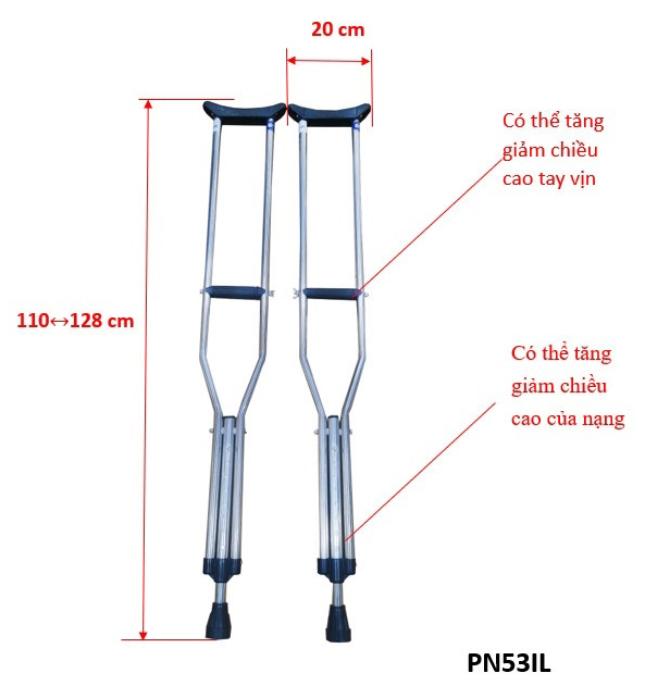 Nạng tựa nách inox lớn PN53IL Nạng tựa nách inox lớn PN53IL