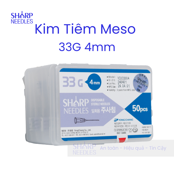 Kim Tiêm Meso 33G 4mm Sharp Needle (Hộp/ 50 cây) Kim Tiêm Meso 33G 4mm Sharp Needle (Hộp/ 50 cây)