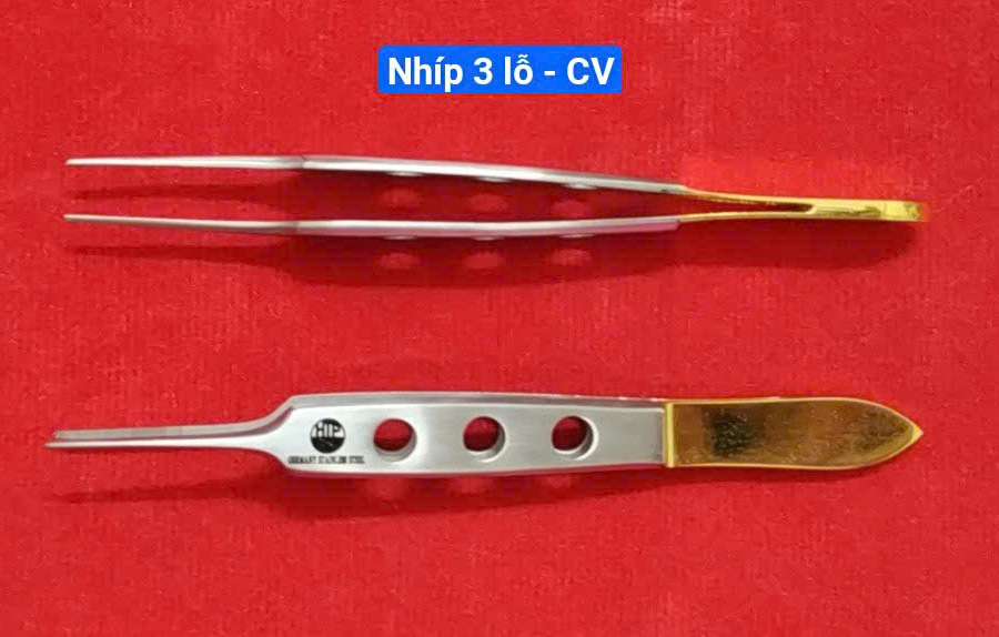 Nhíp mắt 3 lỗ 9cm - Cán vàng