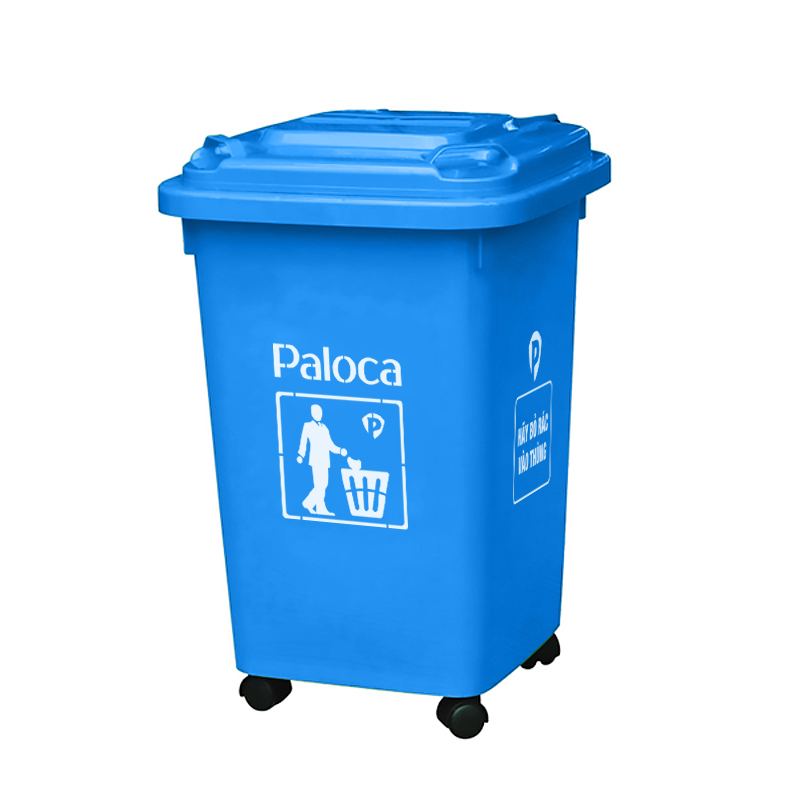 Thùng rác nhựa HDPE 60L màu xanh dương Thùng rác nhựa HDPE 60L màu xanh dương