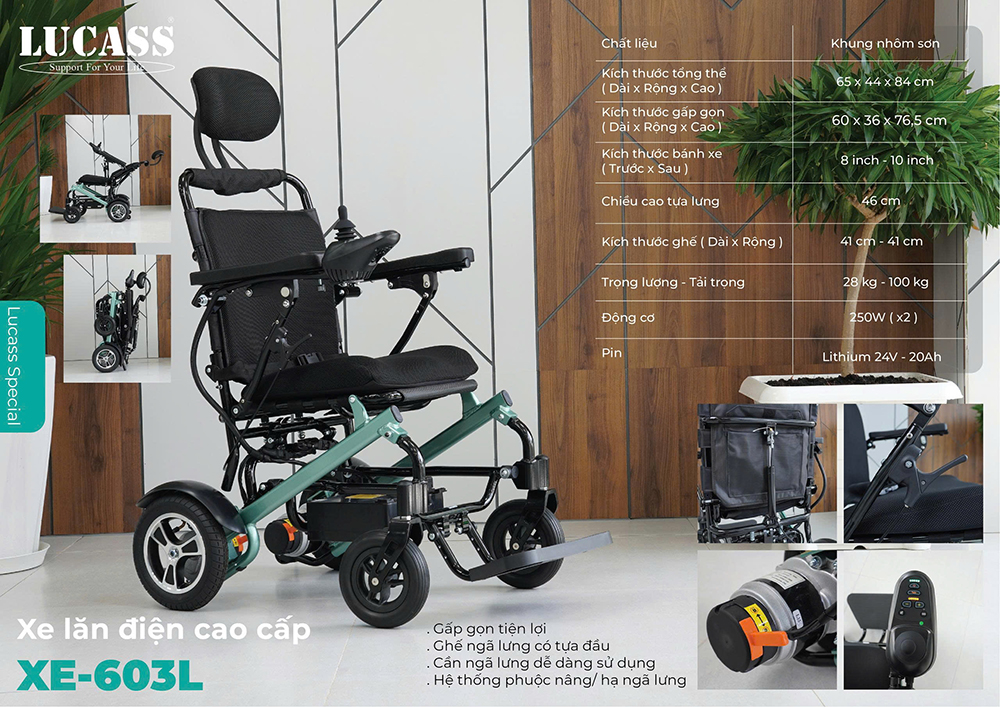 Xe lăn điện ngã lưng Lucass XE-603L Xe lăn điện ngã lưng Lucass XE-603L