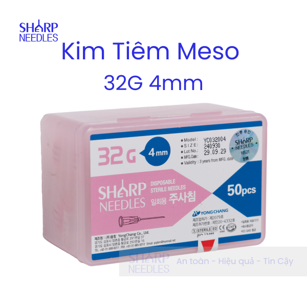 Kim Tiêm Meso 32G 4mm Sharp Needle (Hộp/ 50 cây) Kim Tiêm Meso 32G 4mm Sharp Needle (Hộp/ 50 cây)