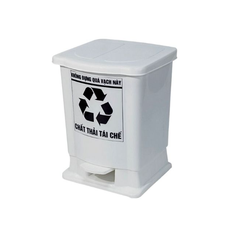 Thùng rác nhựa đạp chân màu trắng 25L Thùng rác nhựa đạp chân màu trắng 25L