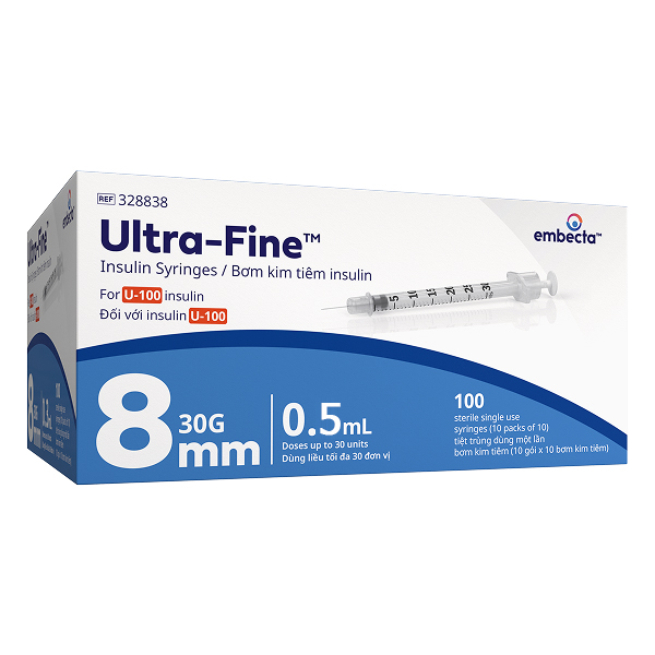Bơm kim tiêm insulin Ultra-Fine™ 0.5ml 30GA 8mm (Hộp 100 cái) Bơm kim tiêm insulin Ultra-Fine™ 0.5ml 30GA 8mm (Hộp 100 cái)