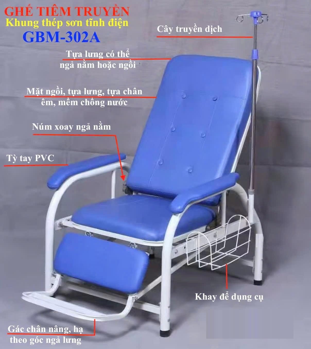Ghế tiêm truyền GBM-302A Ghế tiêm truyền GBM-302A