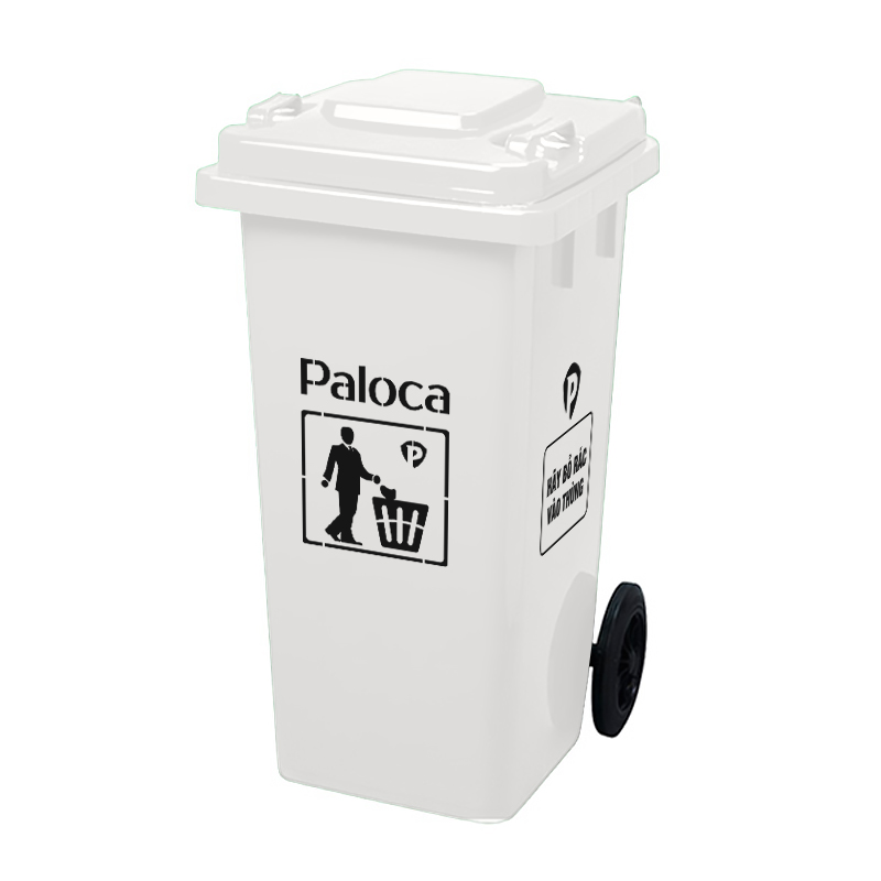Thùng rác nhựa HDPE 120L màu trắng Thùng rác nhựa HDPE 120L màu trắng