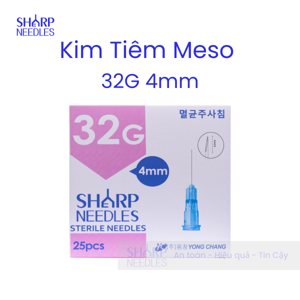 Kim Tiêm Meso 32G 4mm Sharp Needle (Hộp/ 25 cây) Kim Tiêm Meso 32G 4mm Sharp Needle (Hộp/ 25 cây)
