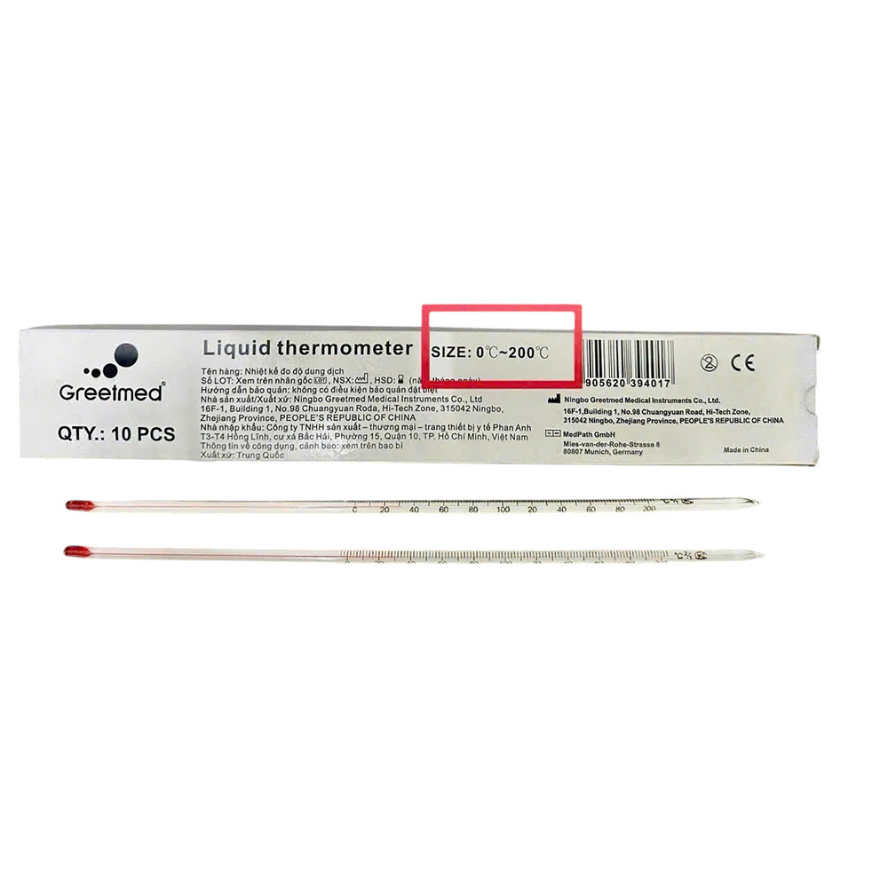 Nhiệt kế đo dung dịch, size 0°C ~ 200°C GT004-330 Nhiệt kế đo dung dịch, size 0°C ~ 200°C GT004-330