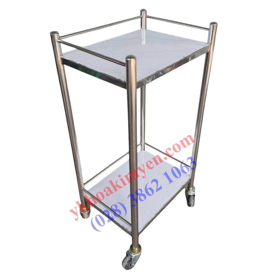 Xe đẩy dụng cụ y tế 30x40cm 2 tầng