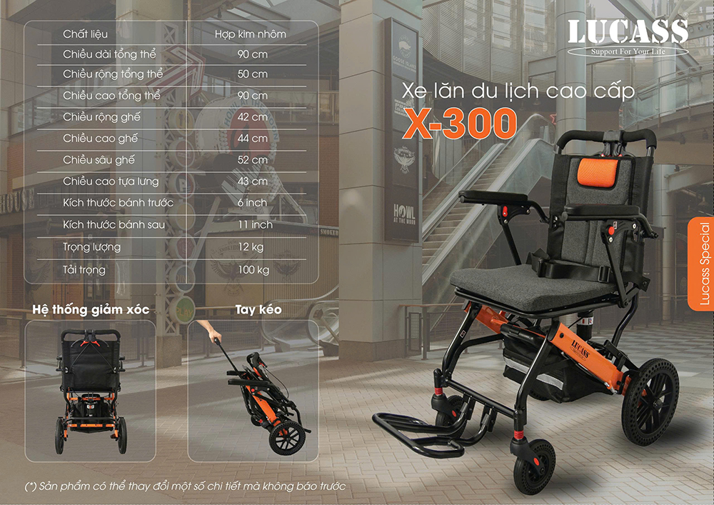 Xe lăn du lịch cao cấp Lucass X-300 Xe lăn du lịch cao cấp Lucass X-300