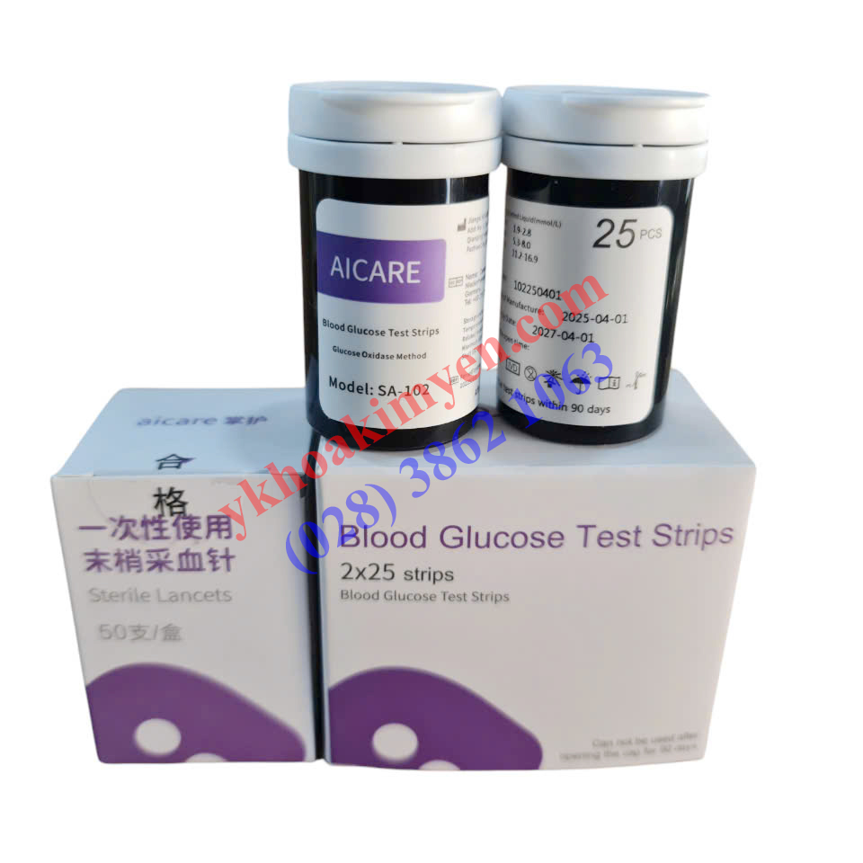 Que thử đường huyết cá nhân Aicare SA-102 (50 que + 50 kim) Que thử đường huyết cá nhân Aicare SA-102 (50 que + 50 kim)