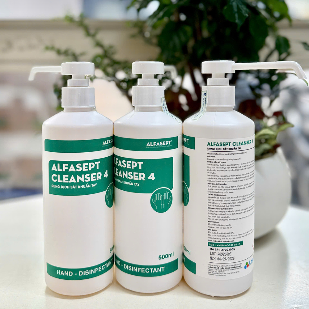 Dung dịch sát khuẩn tay ALFASEPT CLEANSER 4 chai 500ml Dung dịch sát khuẩn tay ALFASEPT CLEANSER 4 chai 500ml