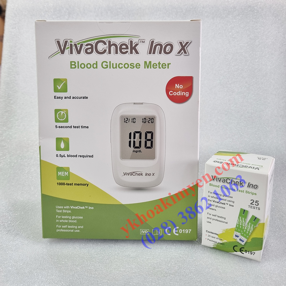 Máy đo đường huyết Vivachek Ino (25 que + 25 kim) Máy đo đường huyết Vivachek Ino (25 que + 25 kim)