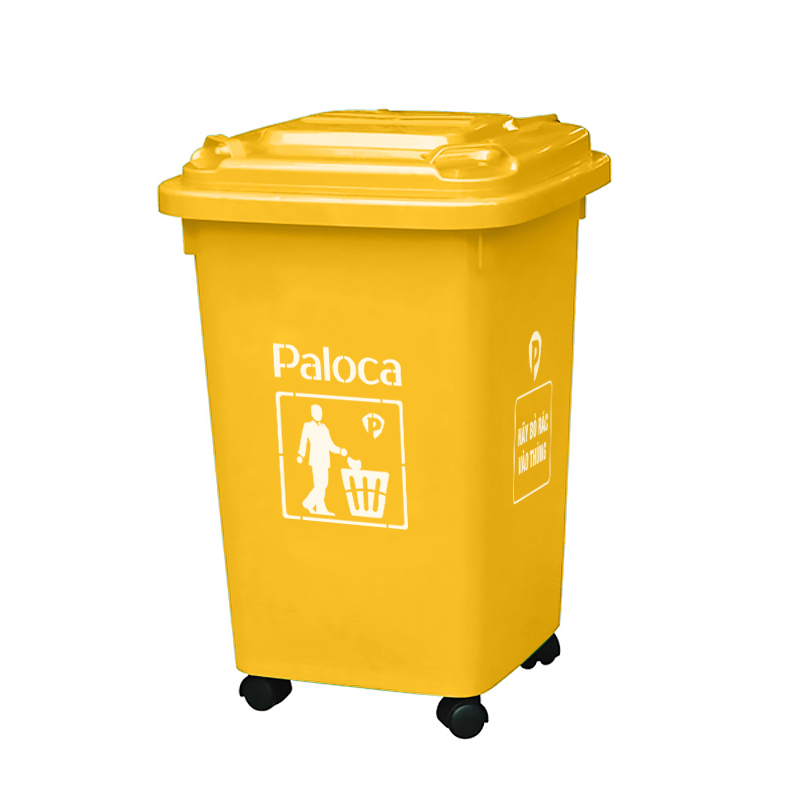 Thùng rác nhựa HDPE 60L màu vàng Thùng rác nhựa HDPE 60L màu vàng