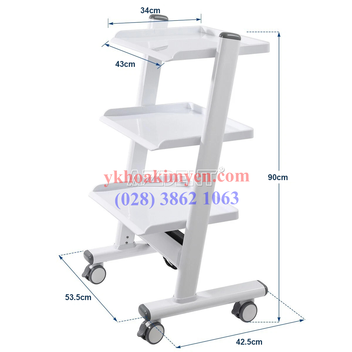 Xe đẩy dụng cụ y tế 3 tầng T-3 Xe đẩy dụng cụ y tế 3 tầng T-3