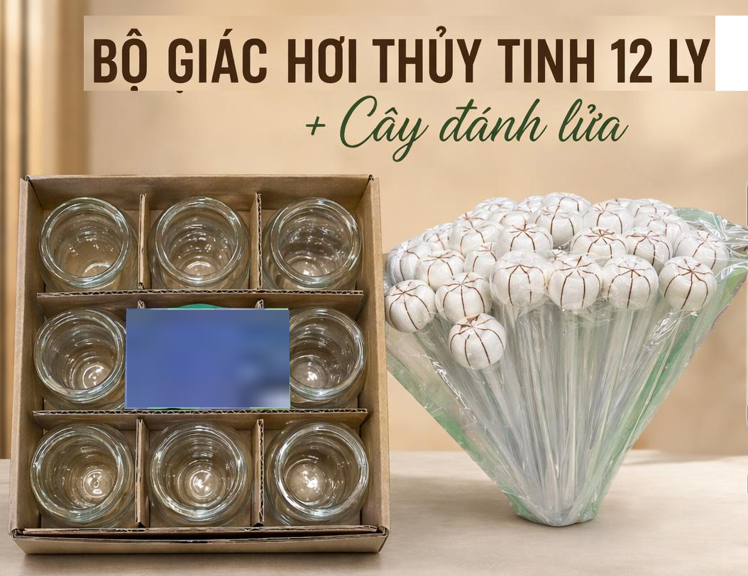 Bộ giác hơi thuỷ tinh 12 ly Bộ giác hơi thuỷ tinh 12 ly