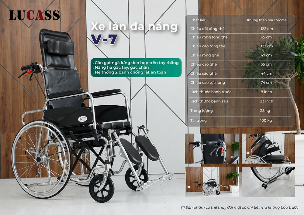 Xe lăn đa năng có thắng Lucass V7 Xe lăn đa năng có thắng Lucass V7