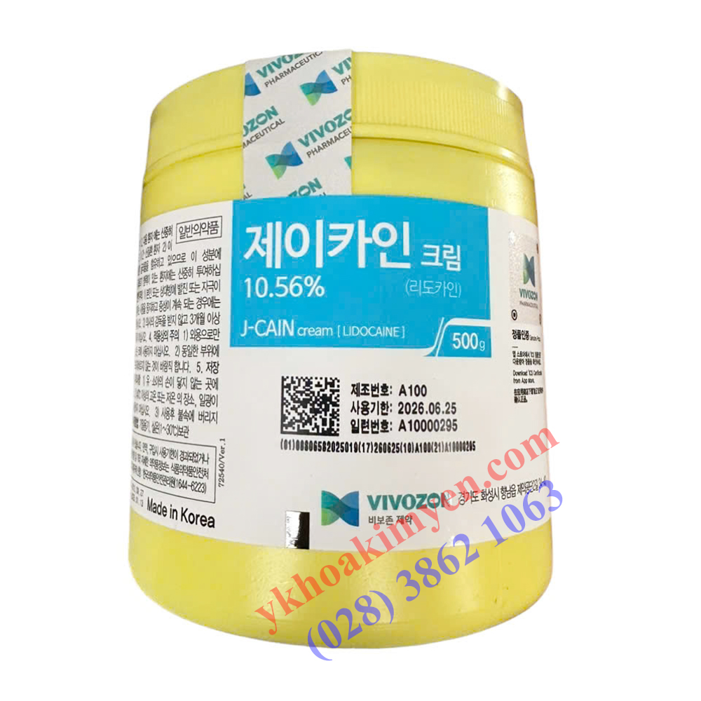 Kem ủ tê vàng Hàn Quốc J-Cain Cream 10.56% 500g Kem ủ tê vàng Hàn Quốc J-Cain Cream 10.56% 500g