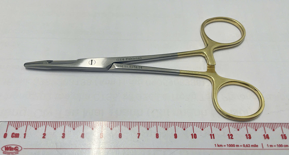 Kẹp kim phẫu thuật Olsen-Hegar cán vàng, 14cm G14.21.5174.14 Kẹp kim phẫu thuật Olsen-Hegar cán vàng, 14cm G14.21.5174.14