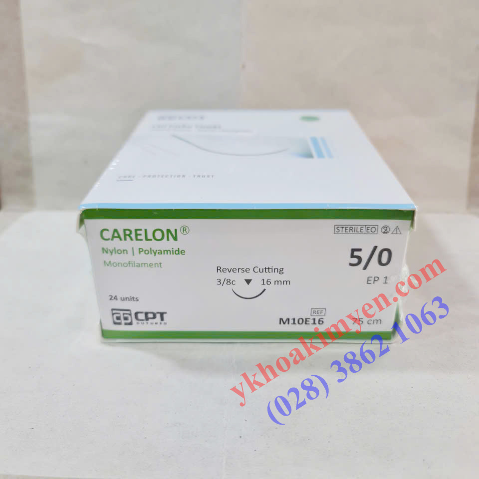 Chỉ Nylon CPT số 5/0 kim tam giác M10E16 (Hộp 24 tép)