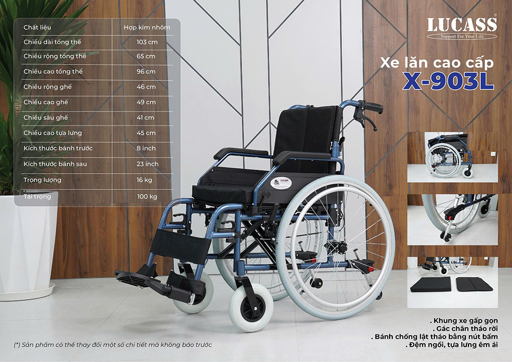 Xe lăn cao cấp Lucass X-903L Xe lăn cao cấp Lucass X-903L