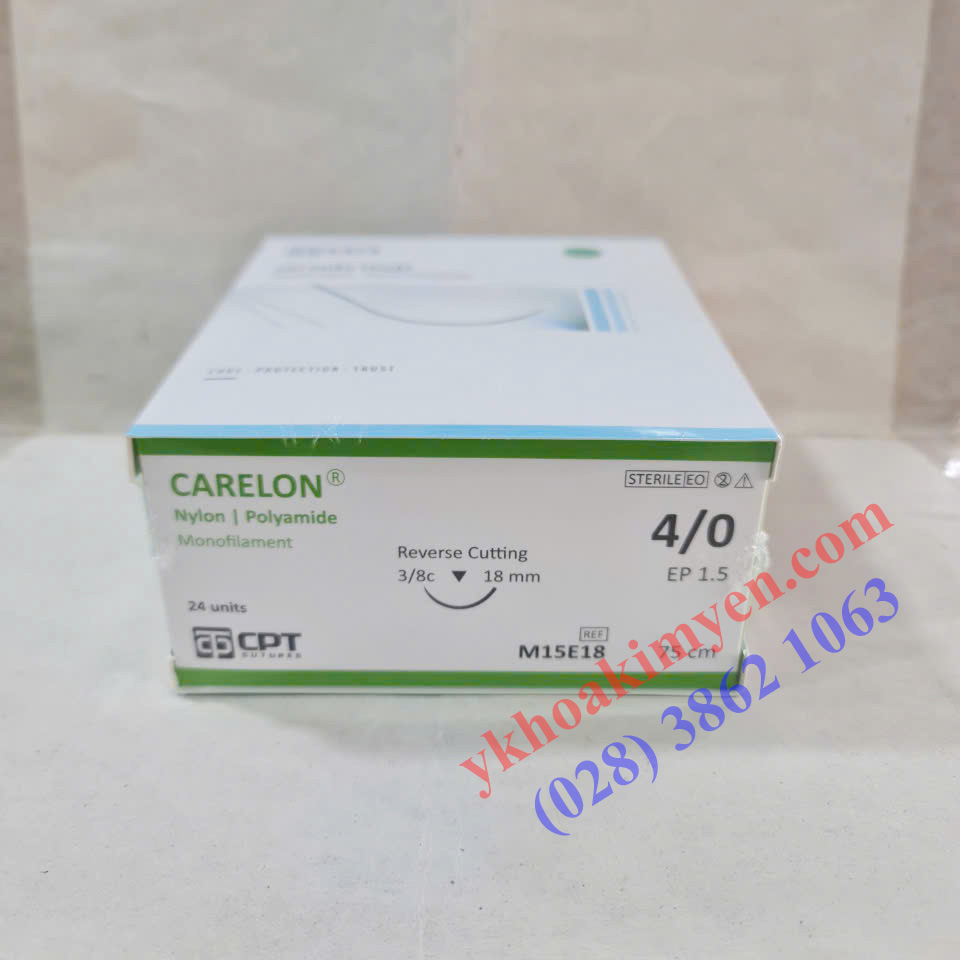 Chỉ Nylon CPT số 4/0 kim tam giác M15E18 (Hộp 24 tép)