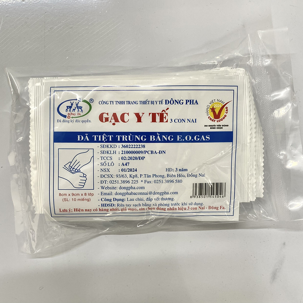 Gạc y tế Đông Pha 8cmx9cmx8 lớp